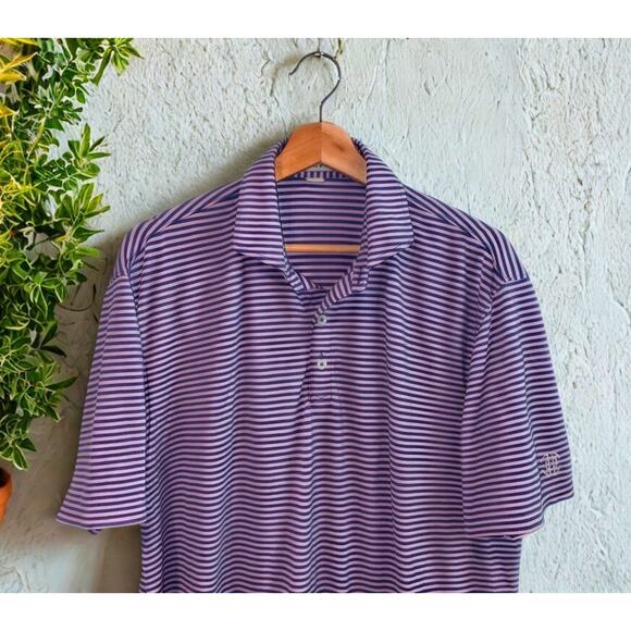 Holderness & Bourne Men’s Large Striped Golf Polo Turtle Bay Golf Club Logo - Picture 2 of 8